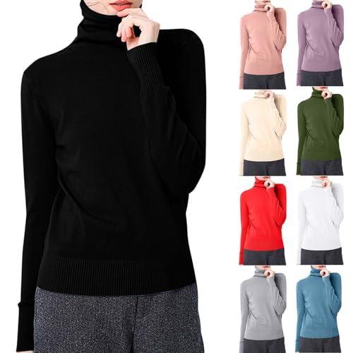 Womens Turtleneck Sweater Soft Knit Pullover Long Sleeve Fall Tops - image 1