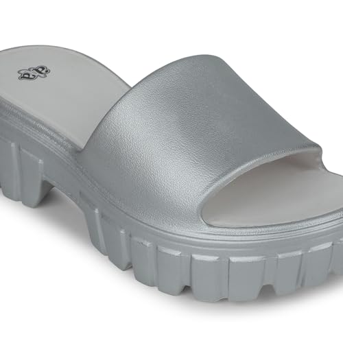 Image of Liberty A-HA LB46-01E Casual Sandal for Women - Grey, Dark Grey & Yellow | Comfortable EVA Sole and Cushioned Footbed | Durable Summer Footwear for Outdoor | Ideal for Everyday Wear