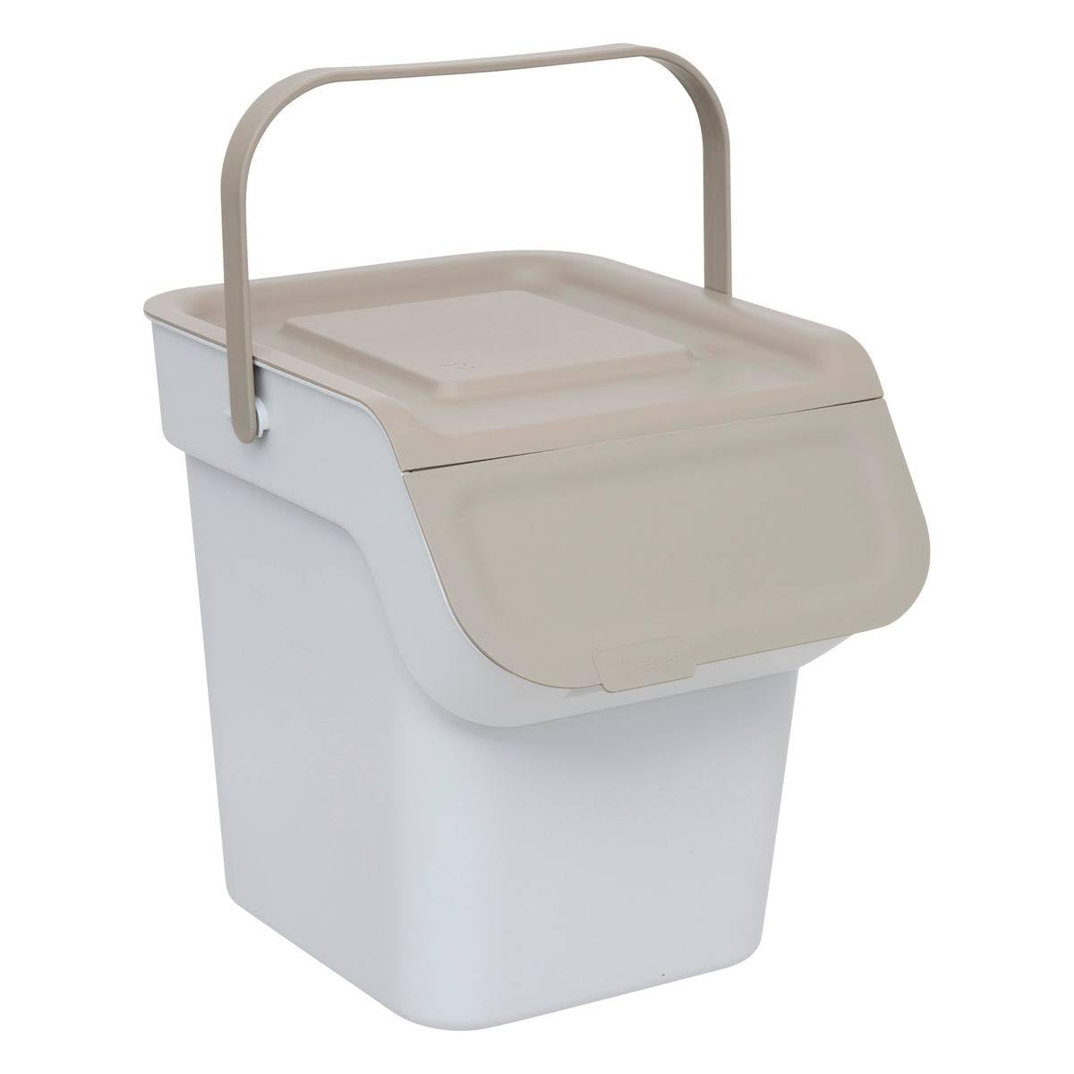5five - Poubelle de Tri Sélectif en Plastique - 20L - Taupe - Empilable - Avec Anse - Pour Recyclage - Facile à Transporter