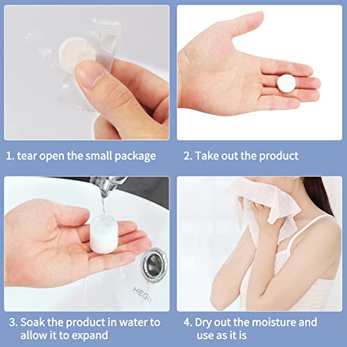 Simpolor 100/200 Stück komprimierte Handtücher tragbare Einweg Mini komprimierte Toilettenpapier Tabletten Haushaltshandtücher für Reisen Camping Wandern Sport Schönheitssalon,Blau