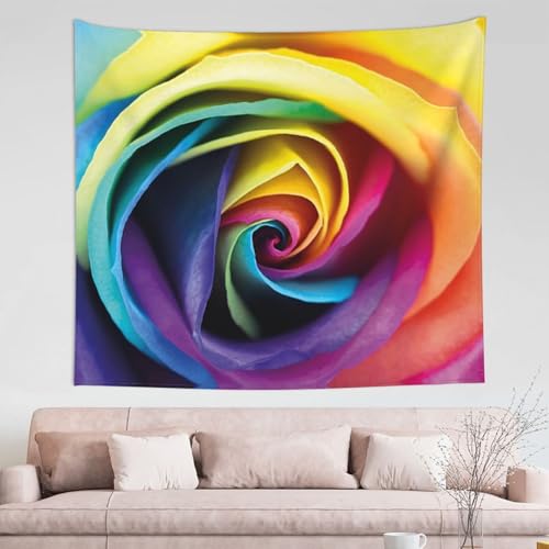 Tapisserie murale roses arc-en-ciel grand tissu tenture