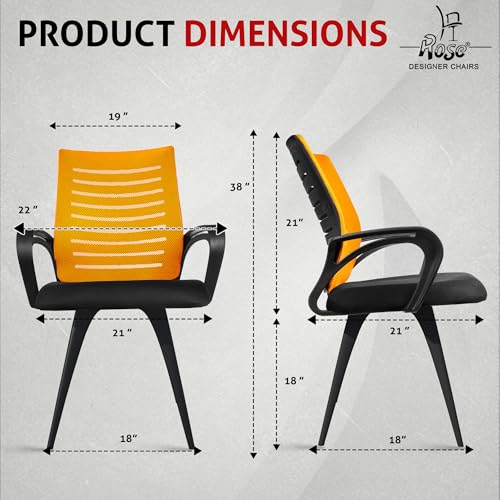 Image of ROSE Elite | 3 Years Brand Warranty | Ergonomic Office Chair, Study, WFH, Revolving, Rolling, Desk, Task, Laptop, Student Chair (Orange, Elite MB Reception)