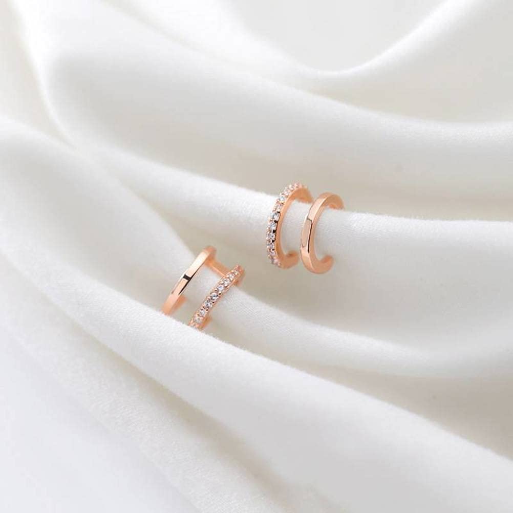 S925 Clip per Orecchie a Forma di C in Stile Piccolo e Semplice con Diamanti, Orecchini Senza Foro per Donna, 925