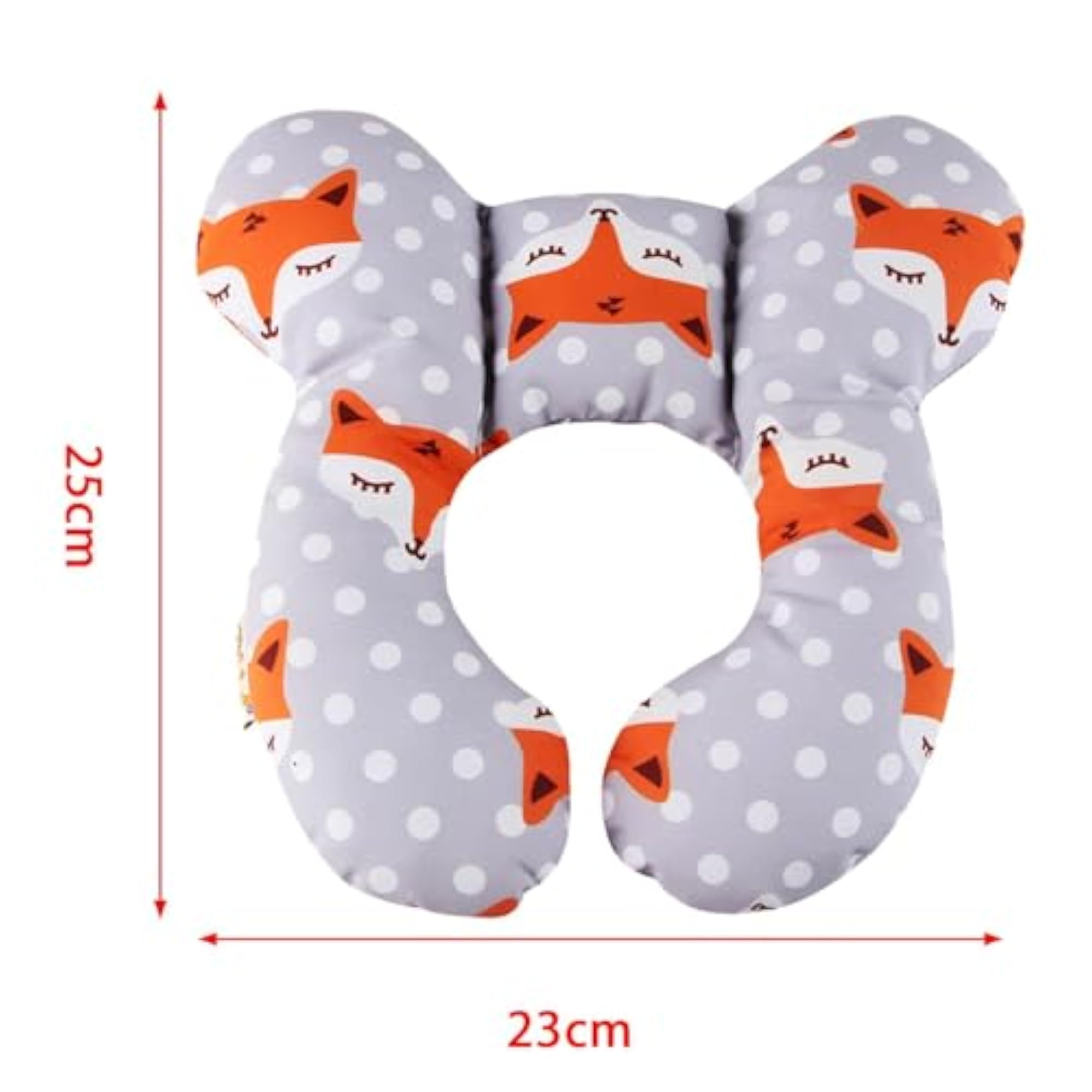 U Shaped Head Neck Support Pillow for Infants, Fox Design