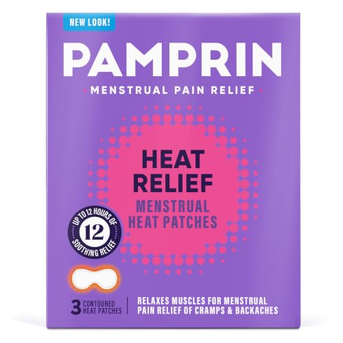 Pamprin Heat Relief Menstrual Patches for Portable Menstrual Pain Relief of Cramps and Backaches 3 Count