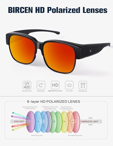Image of Bircen Polarized Mens Sunglasses: UV Protection Black Blue Shades for Men Sport Driving with Al-Mg Metal Frame