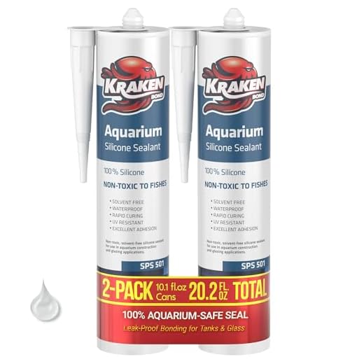 Kraken Bond Aquarium Silicone Sealant Clear - (2x10.1 fl. oz.) 100% Waterproof Aquarium Safe Silicone, Non-Toxic Fish Tank Safe Sealant, Fast Curing and Strong Adhesion, 2 Pack
