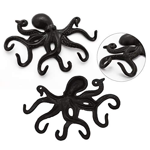 Chasbete Coat Hooks Wall Mounted Key Holder, Retro Octopus Towel Hooks For Bathrooms, Heavy Duty Wall Hooks Decorative- 2Pcs #TOP2