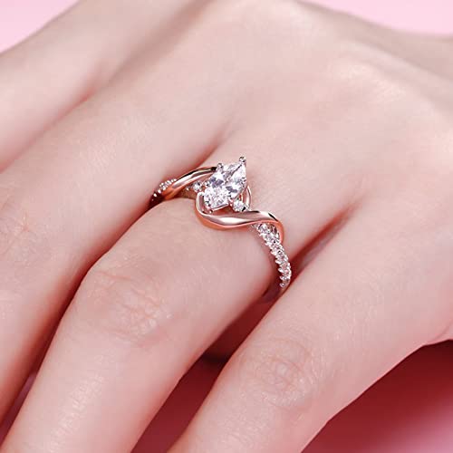 Jeulia "An Encounter With Myself Marquise Cut Sterling Silver Ring Engagement Anniversary Promise Ring Valentine's Day Gift With Jewelry Box For Women (7) #TOP5