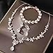 Kamirola Wedding Bridal Jewelry Set for Women, Rose Gold Necklace Dangle Earrings Bracelet Set for Women,Brides,Bridesmaids Crystal Jewelry Set for Wedding Prom Party