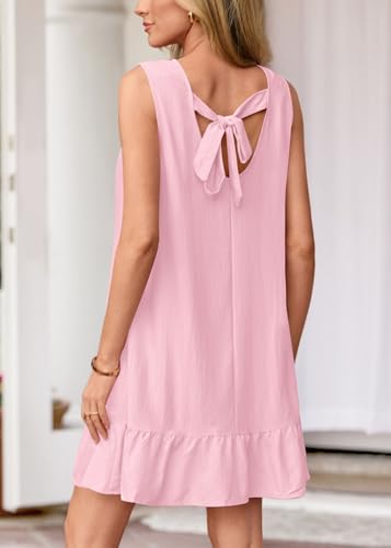 Image of KIRUNDO Women's Casual Summer Dresses with Ruffle Hem | Shift Mini Length, Crewneck Sleeveless Flowy, Beach Vacation Sundress, Maternity Dress, 2026 Cute Spring Fashion Clothing