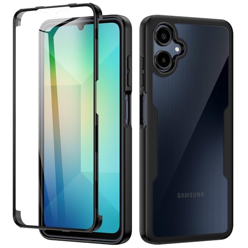 seacosmo for Samsung A06 Case Galaxy A06 Cover with Screen Protector Full Body Shockproof Protection Armour Cover Slim Fit Bumper Protective Phone Case for Samsung Galaxy A06 4G/5G- Black/Clear
