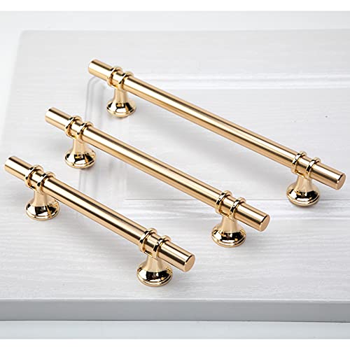 Dreneco 2 Pack Zinc Alloy Cabinet Knobs and T Bar Handles (Single Hole, Gold), Gold+gold - Image 2