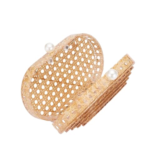 Image of RomanticDesign Women Acrylic Handbag Rattan Woven Pattern Square Box Crossbody Handbag Shoulder Bag Chain Purse