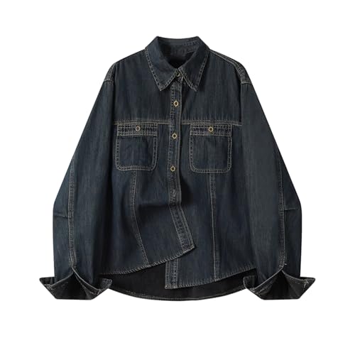 Veste femme loose denim shirt coupe rétro ample aux finitions soignées