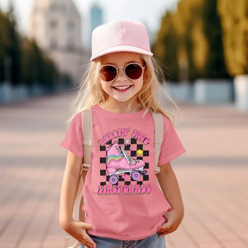 Image of SOFEON First Day of School Shirt for Girls Rollin' Into 1st /2nd /3rd Grade T-Shirt Back to School Skating Graphic Tees Tops