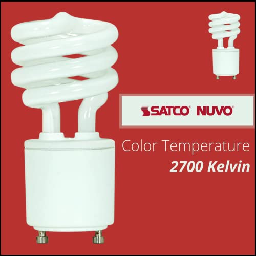 (2-Pack) Satco S8205 18-Watt 2700K Gu24 Base Mini Spiral Compact Fluorescent Lamp,Warm White, 75W Equal #TOP2