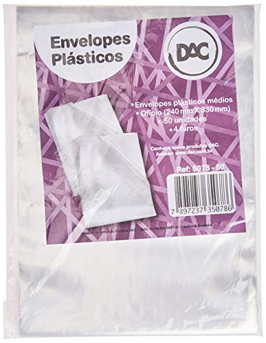 Envelope Plástico Ofício Com Espessura Média e 4 Furos – 50 unidades – DAC 5078-50