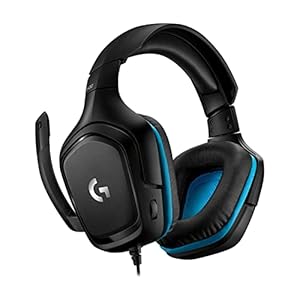 Logitech G Auriculares para juegos con cable 432, sonido envolvente 7.1, auriculares DTS: X 2.0, micrófono abatible para silenciar, PC (piel sintética) negro/azul