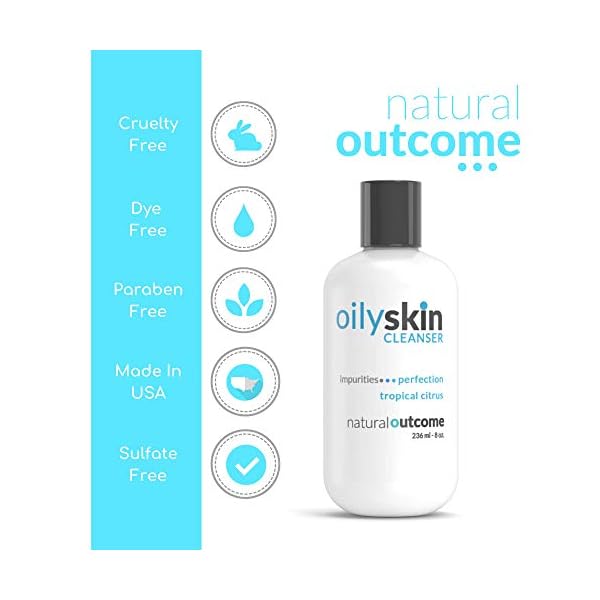 natural outcome Oily Skin Cleanser | Oil Control Daily Face Wash | Pore Hydrating Non-Greasy Cleansing Gel with Purifying Citrus Extracts for Oily Skin Types | Sulfate & Cruelty Free | 8 oz