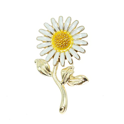 Image of Enamel Daisy Flowr Brooch Pin,Cute Sun Flower Suit Lapel Pin Plant Gladdon Flower Coat Pin Clothes Accessories Wedding Party Jewelry for Women Girl