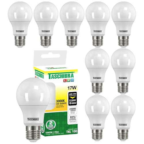 Kit 10 Lâmpada Led 17w Luz Quente Amarela 3000k Taschibra