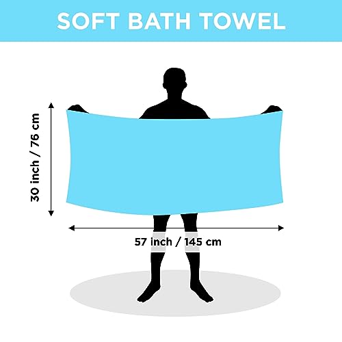 Image of NFI essentials Microfiber Super Absorbent Bath Towel (57 inchx30 inch) Soft Bath Towel for Multipurpose Use for Sports, Travel, Fitness, Yoga, Bathroom, Gym (TOW-2-Blue (Pack of 2))