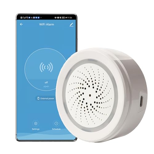 Alarma Inteligente de Sirena Wi-Fi: Sirena estroboscópica inalámbrica con Alarma de Sonido y luz, Sonido de 100 dB, Control Remoto por aplicación, Enlaces de Alarma antirrobo con Dispositivos