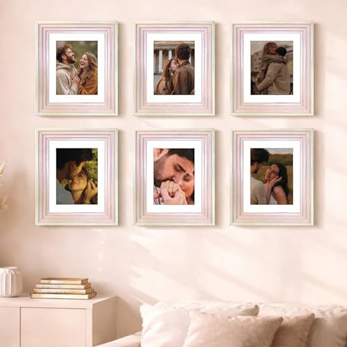 Image of Art Street Luxury Photo Frame for living room, Modern Step Design Photo Frames for Photograph, Art Work, Kids Room Set of 6 (11x14 Inch, Pink)