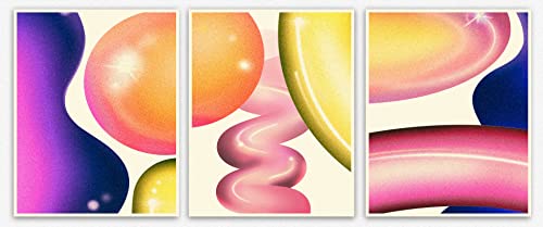 Wallbuddy Decorazioni astratte colorate per camera da letto - Set di 3 decorazioni da parete per camera letto moderne astratte carine sopra decorazione parete letto del college (20cm x 25cm)