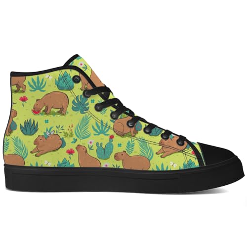 Capybara Shoes Cartoon Capybara Print High Top Canvas Sneakers Gifts for Men Women2