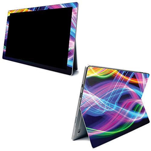 Image of MightySkins Carbon Fiber Skin for Microsoft Surface Pro 7 - Light Waves | Textured Carbon Fiber Finish | Easy to Apply, Remove, and Change Styles | Made in The USA