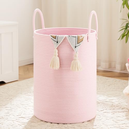 Image of Artfeel Laundry Basket,Woven Cotton Rope Laundry Hamper,60L for Decorative Storage of Dirty Clothes,Toys and Blankets in Bathroom,Baby Room and Living Room