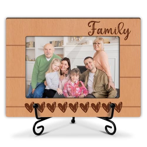Wooden Family Photo Frame with Stand for Mom, Grandma, Grandpa