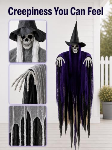 Bearhug Halloween Hanging Ghost Decorations, 3 Pack Scary Reaper Decor - image 7