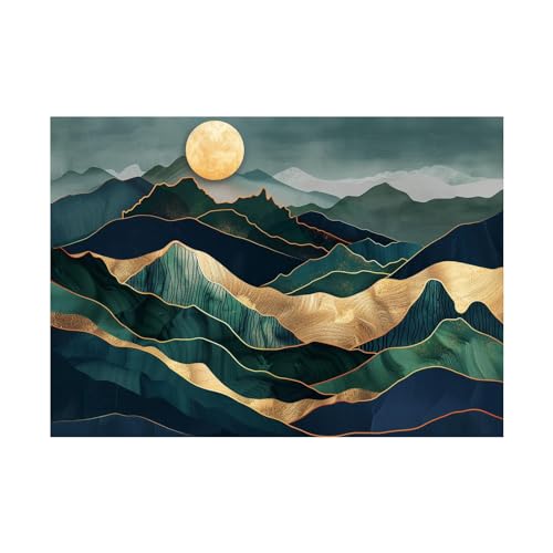 Art mural abstrait montagne pour salon chic et contemporain | 80x120cm