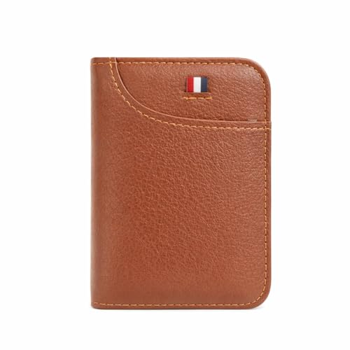 Atlaz Carteira Porta-Cartões Slim Minimalista, 7 Compartimentos para Cartões + 2 Internos para Notas/Documentos, Compacta (Marrom Claro)