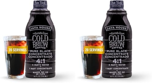 Java House Cold Brew Coffee, Colombian | 4:1 Liquid Concentrate | 32 Ounce Bottle | Pack of 2