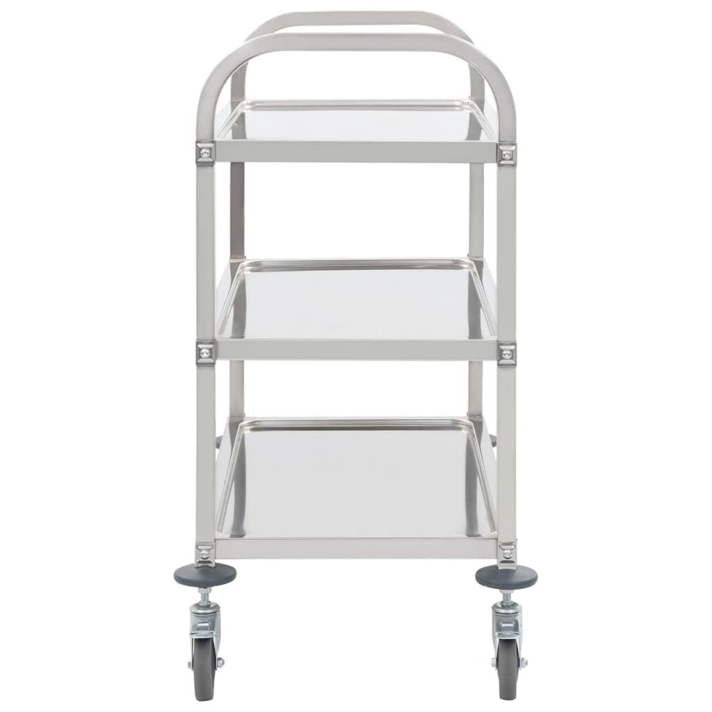 Carrello da portata a 3 livelli in acciaio inox, 95 x 45 x 83,5 cm, con 4 rotelle girevoli, due freni, per cucina, sala da pranzo, soggiorno, spazio e stoccaggio mobile