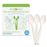 ECO SOUL Compostable Premium Grade Spoon Set I 100% Eco Friendly Disposable Spoon Set Combo Pack of 1000 Strong and Durable Utensils Cutlery