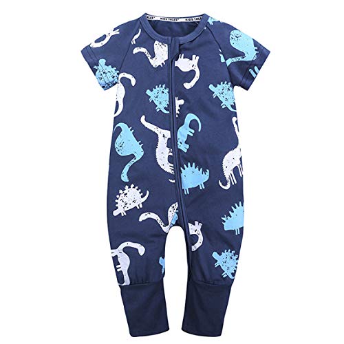 WINZIK Toddler Baby Boy Girl Zipper Bodysuit Pajamas Outfit Cotton One-Piece Romper Jumpsuit for 3M-3Y (100 for 2-3 Years, Dinosaur)