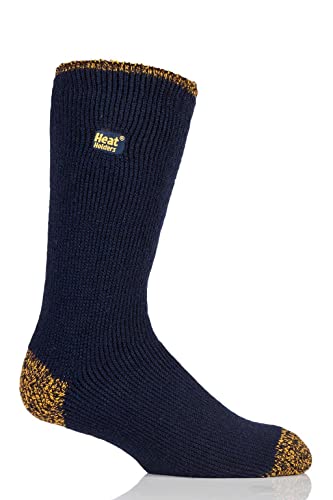 HEAT HOLDERS Men's Big/Tall Slipper Socks Deep Blue with Blue Grip/Men's 13-153