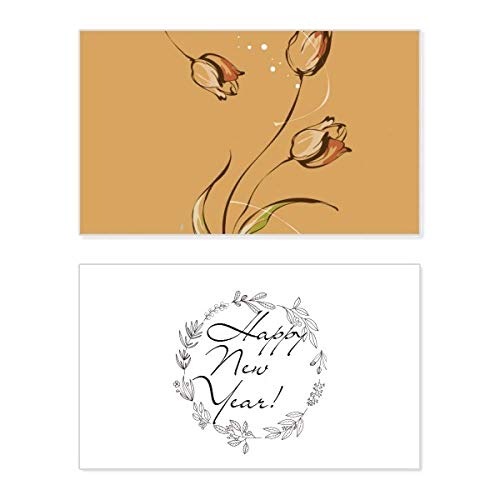 Tarjeta de Año Nuevo Tulip con flores elegantes para felicitar las fiestas a tus seres queridos