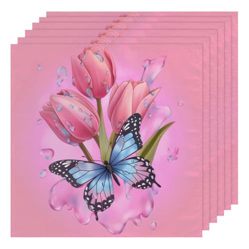 Servilletas de tela flores tulipanes pack de 6 20x20 pulg miniatura 2