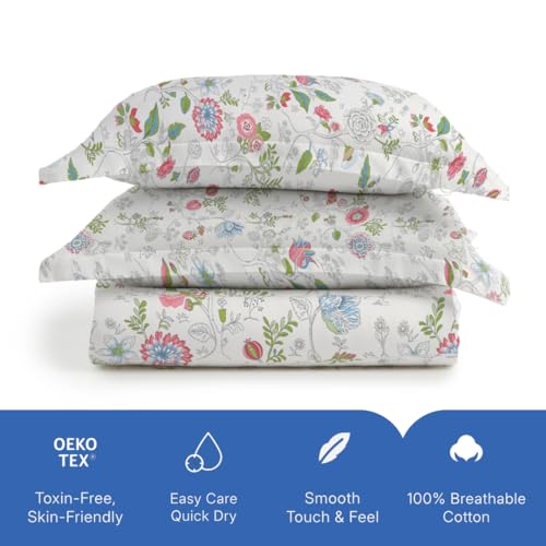 Image of Livspace Cotton Super King Size Bedsheet for Double Bed | 108 inch x 108 inch | 144 TC Flat Cotton Bedsheet with 2 Pillow Covers, Soft & Breathable - Bello Pure Nest Collection (Pink)