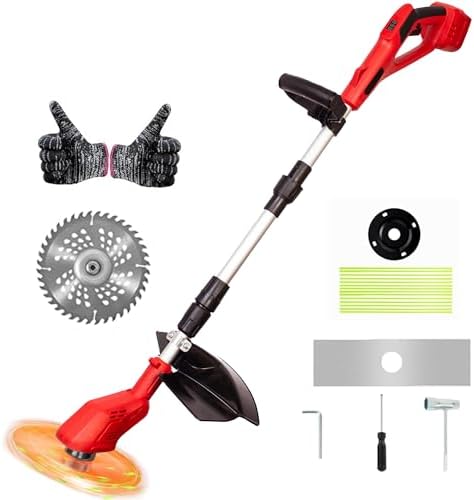 Cordless String Trimmer Compatible with Milwaukee 18V Batteries,Folding 3 in 1 Electric Weed Wacker with Brushless Motor,8 INCH Electric Weed Wacker/Edger Trimmer for Lawn,Garden,Yard(Tool Only)