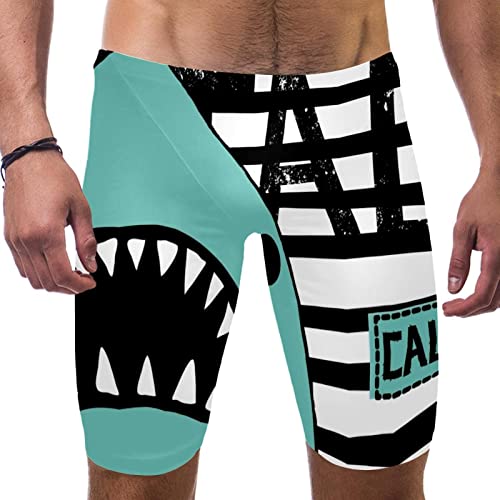 Traje de baño de tiburón en rayas para hombre bañador largo deportivo swim jammers de competición