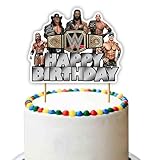 WWWE Happy Birthday Cake Topper – Wrestling Party Supplies for Boys | WWWE Theme Cake Decoration for Birthday Celebrations and Events - Birthdays Decoration Set.