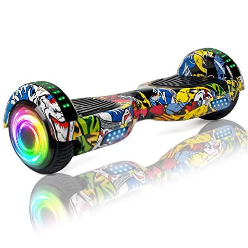 Hoverboard 6.5 Pouces Overboard, Hover Board Gyropode Tout-Terrain, Bluetooth et LED Auto-équilibré électrique...
