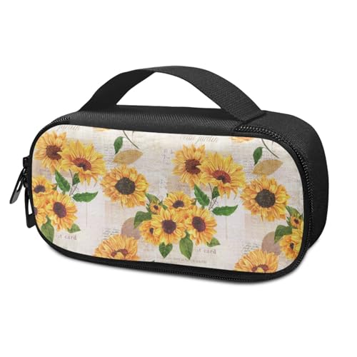 SCRAWLGOD Sunflowers Étui de voyage pour diabétique Kit de test de diabétique, étui de rangement à fermeture éclair pour stylos à insuline, glucomètres, bandelettes de test, cadeaux de médicaments